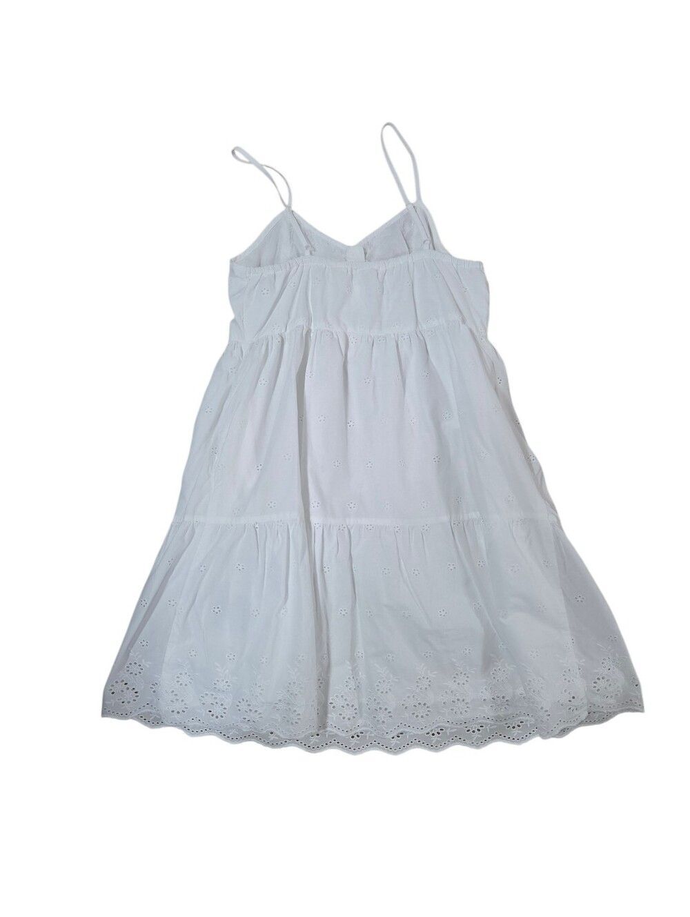 Levi's S White Cotton Eyelet Tiered Scalloped Hem Broderie Anglaise Dress - Picture 3 of 7
